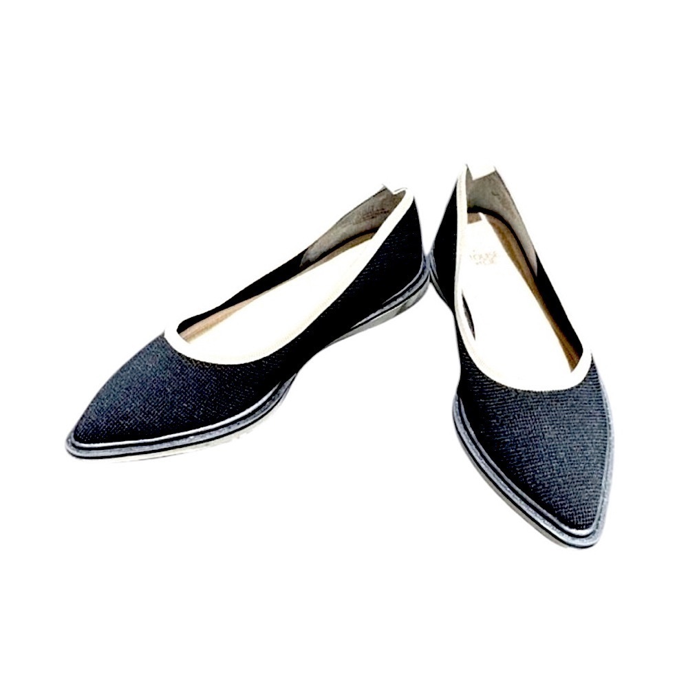 Louise et Cie Celete Black Off White Trim Point Toe Slip on Flats US 7 (E37.5)